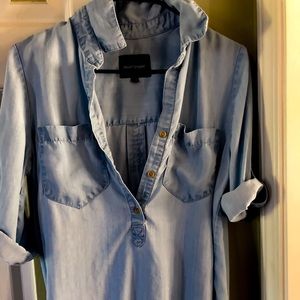 Chambray shirt - 3/4 sleeve - longer in back